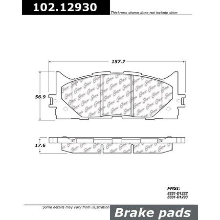 CENTRIC PARTS CTEK Brake Pads, 102.12930 102.12930